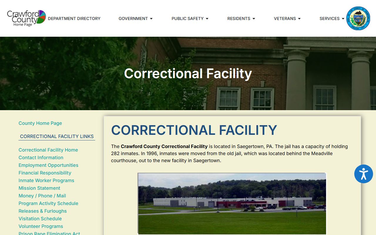 Crawford County Correctional Facility inmate custody page and jail details